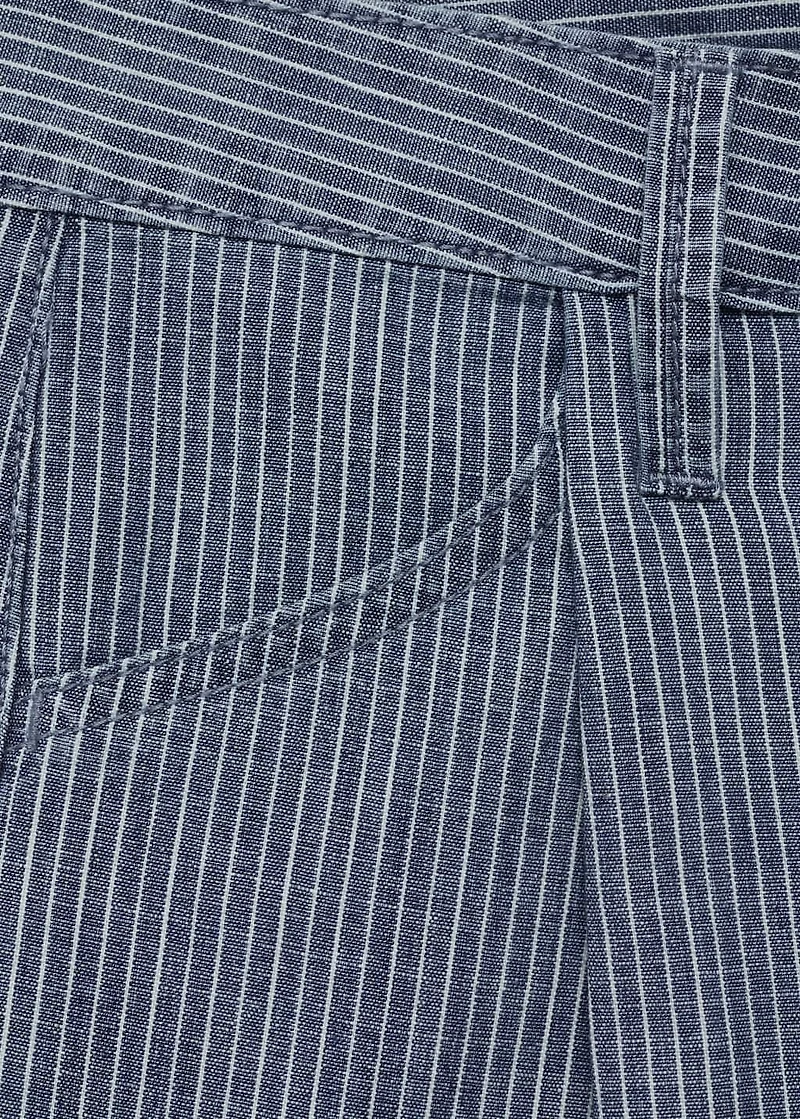 Striped denim shorts with pleats