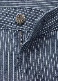 Striped denim shorts with pleats