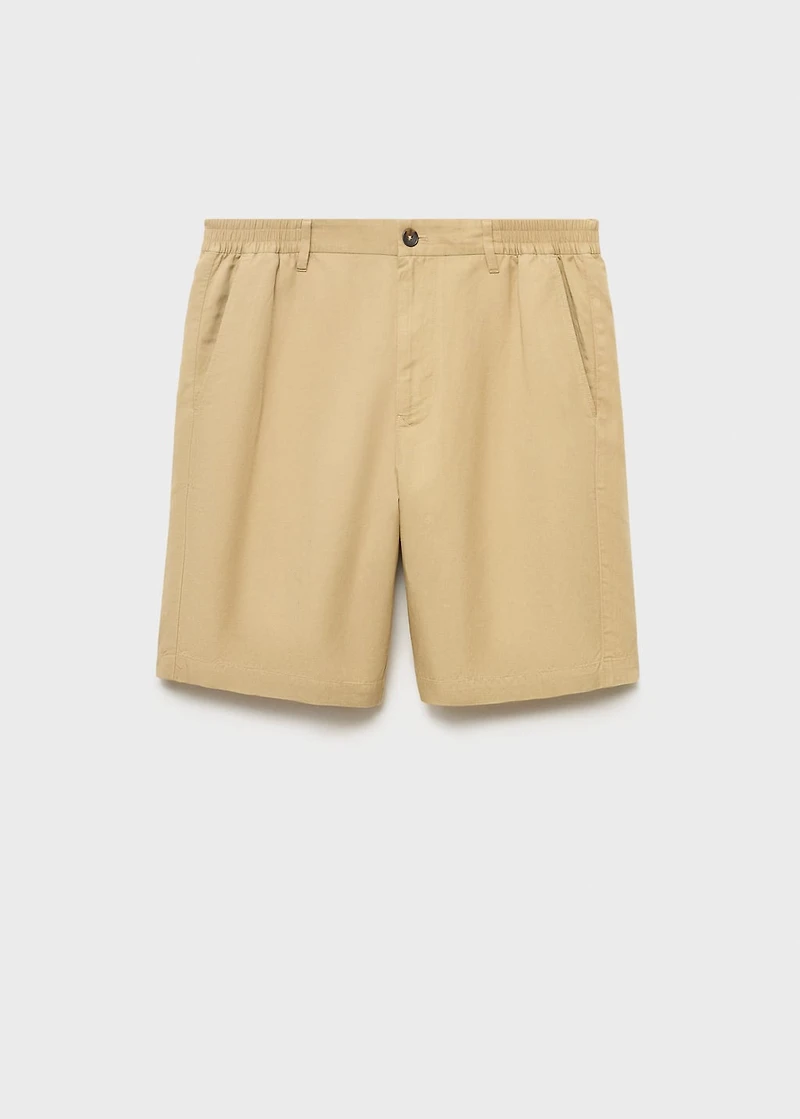 Linen-blend shorts with an elastic waistband