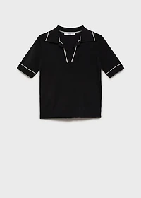Polo-neck sweater with contrasting trims
