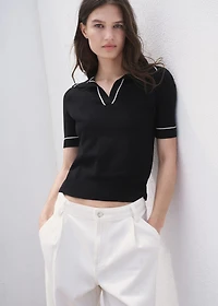 Polo-neck sweater with contrasting trims