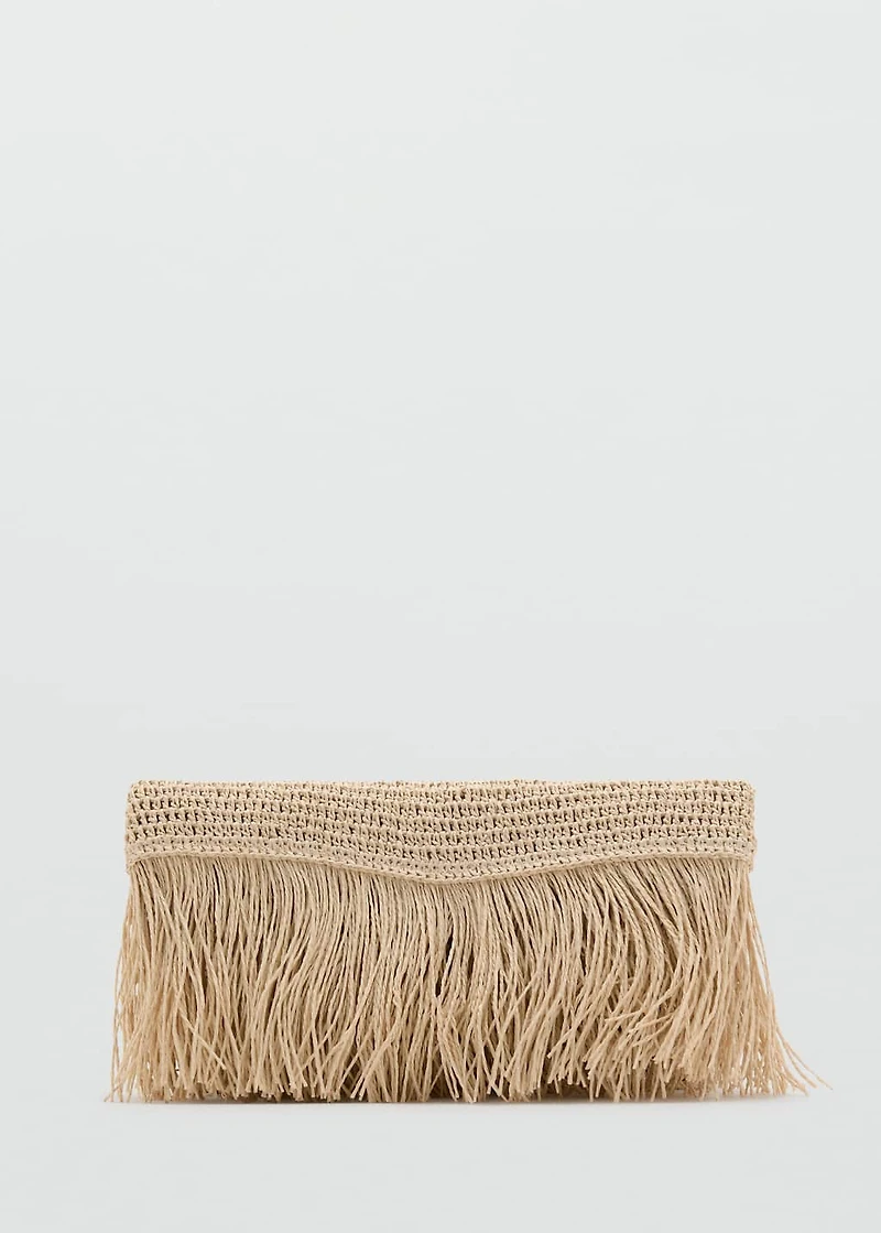 Natural fiber handbag with fringes