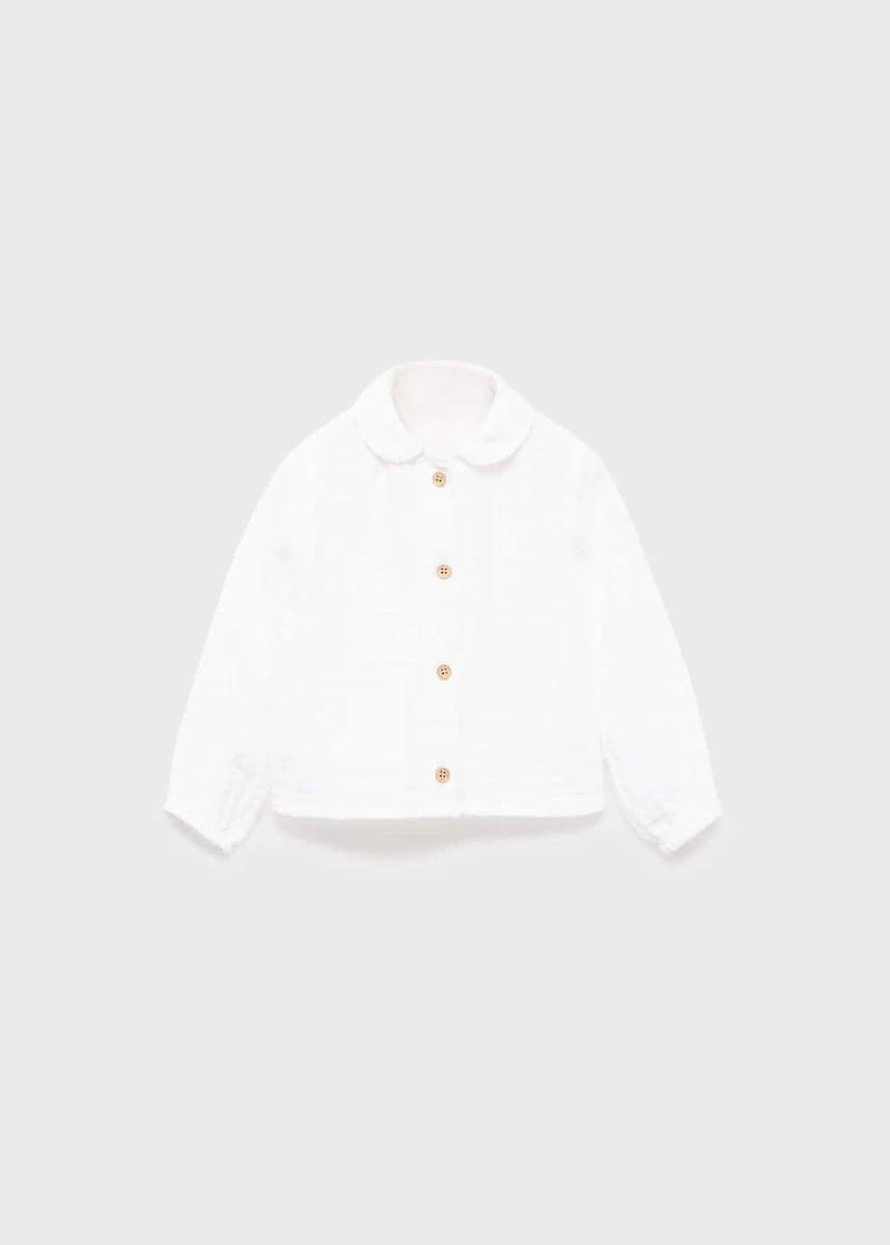 Baby-collar crinkled shirt