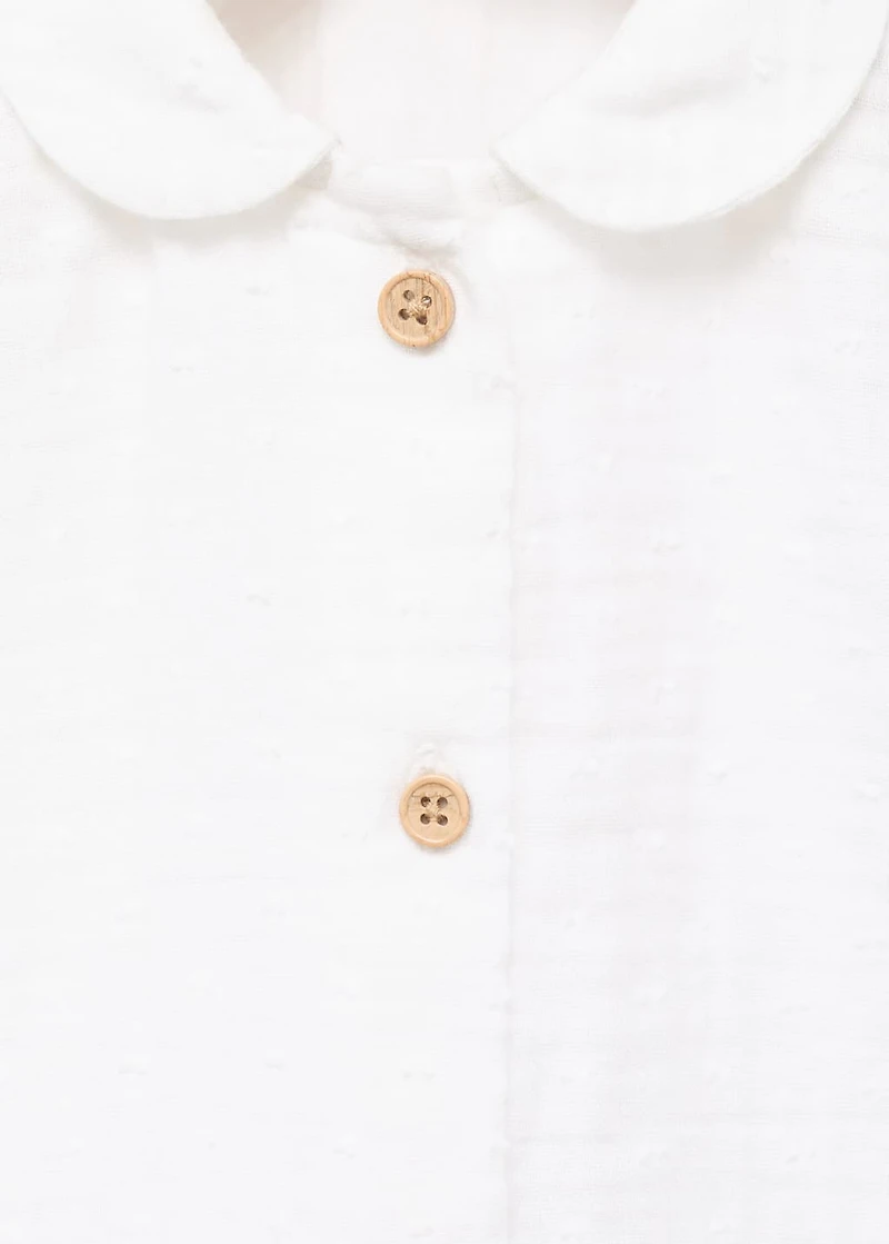Baby-collar crinkled shirt