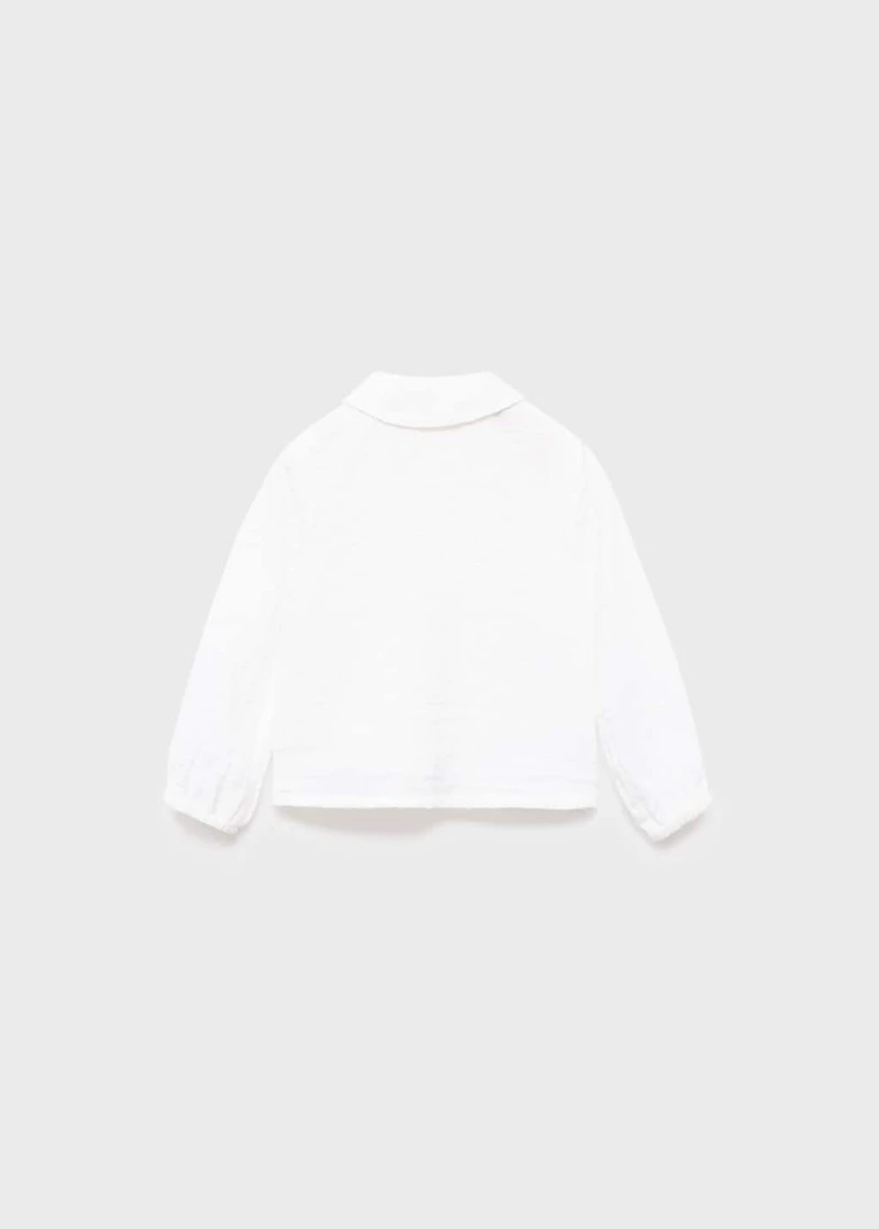 Baby-collar crinkled shirt