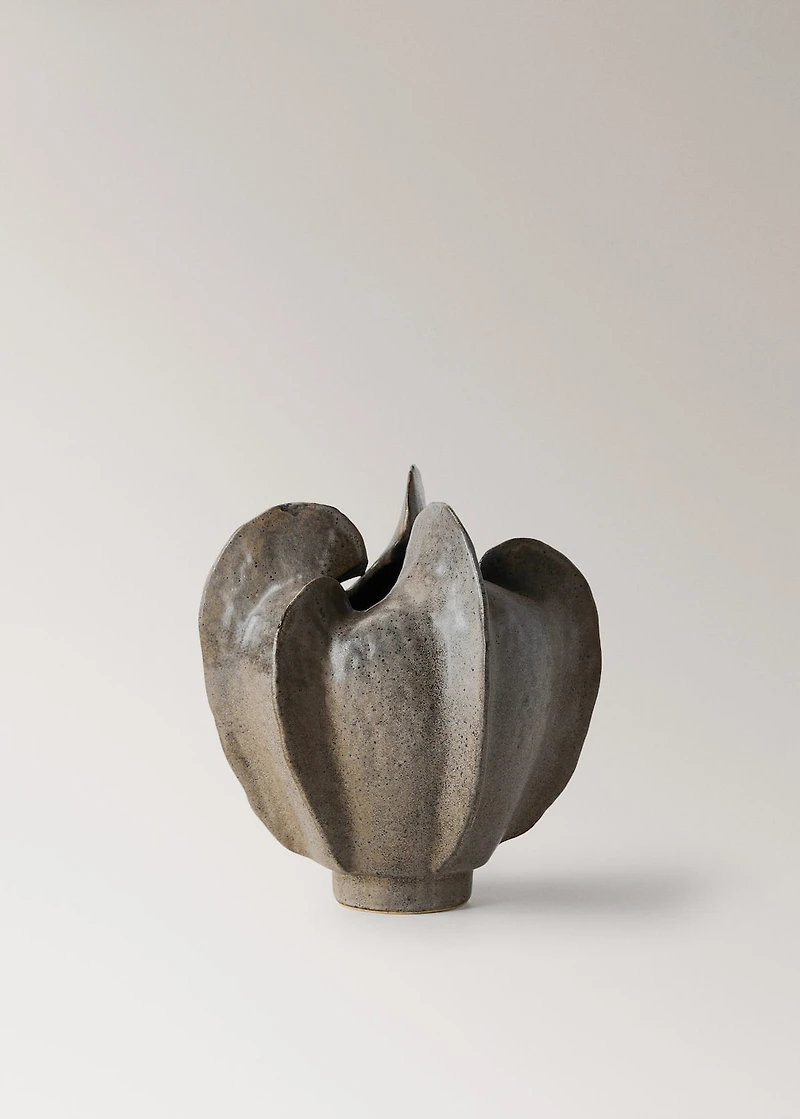 Low organic stoneware vase