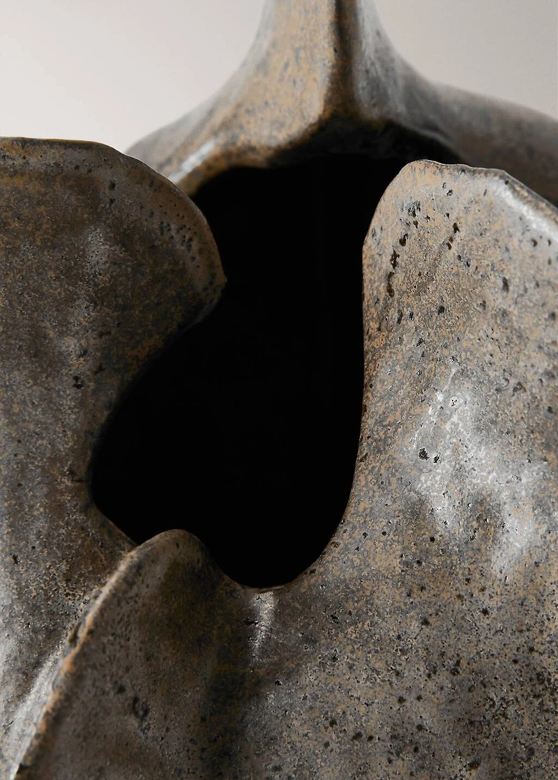 Low organic stoneware vase