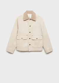Denim parka with contrasting collar