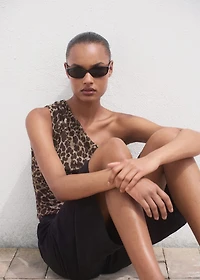 Asymmetrical leopard-print top