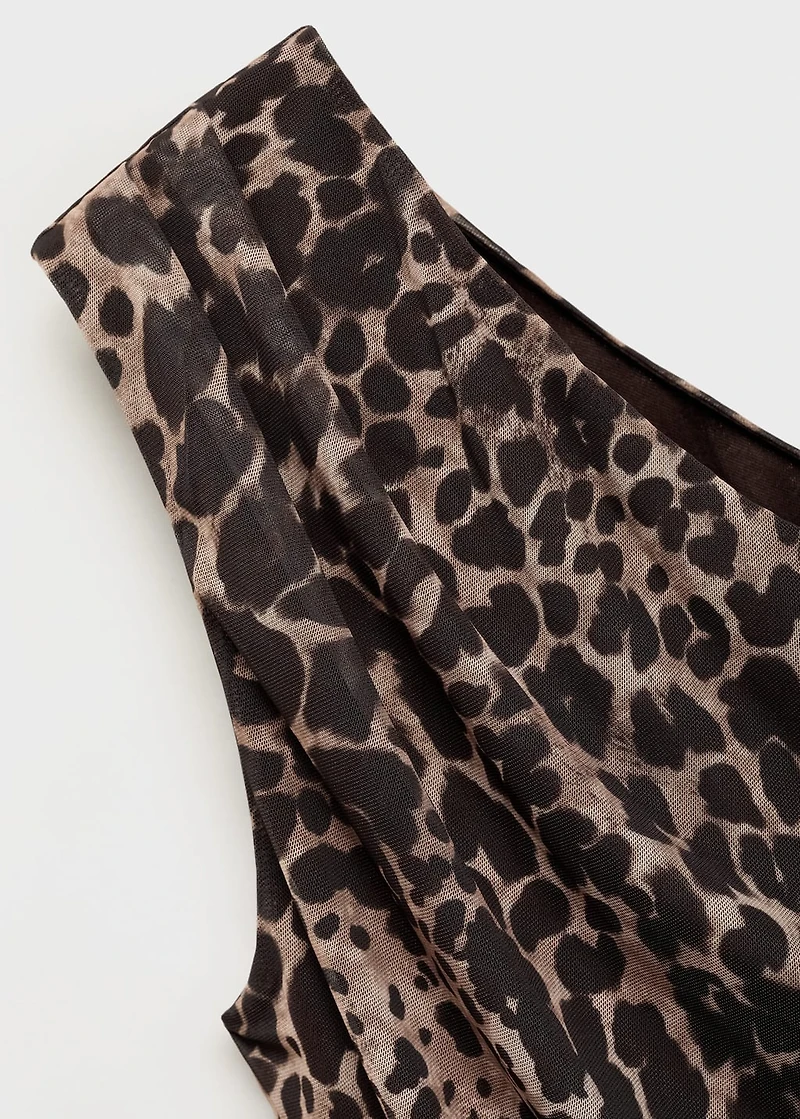 Asymmetrical leopard-print top