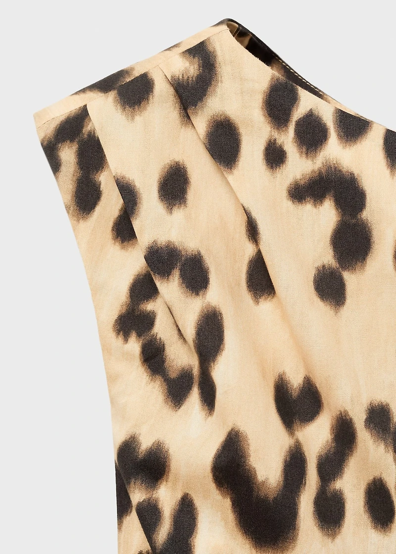 Leopard-print asymmetrical-neckline dress
