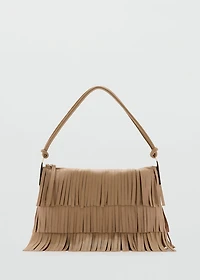 Large leather shoulder bag with fringes