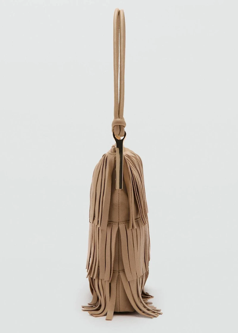Large leather shoulder bag with fringes
