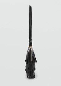 Leather shoulder bag with fringes