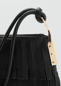 Leather shoulder bag with fringes