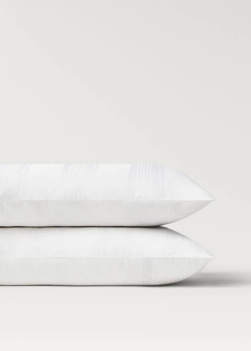 Two 300-thread count cotton satin striped pillowcases 50x75 cm