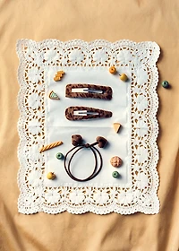Pack of rubber bands and clips