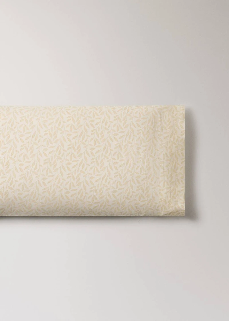 Percale cotton pillowcase with leaf pattern 45x110 cm