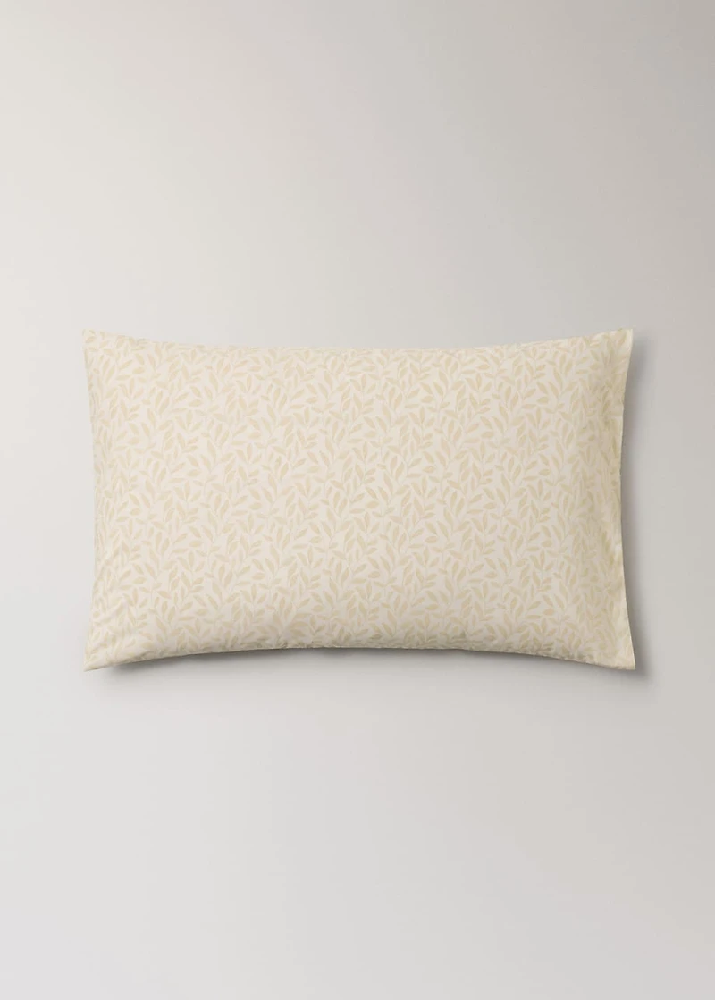 Two percale cotton pillowcases with leaf print 50x75 cm
