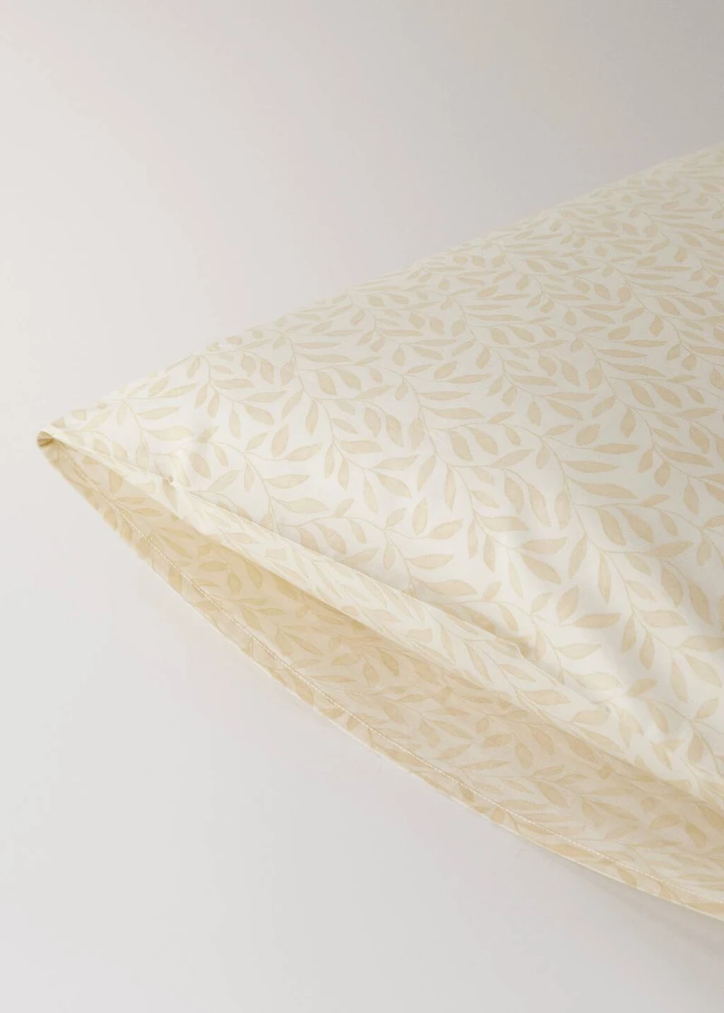 Two percale cotton pillowcases with leaf print 50x75 cm