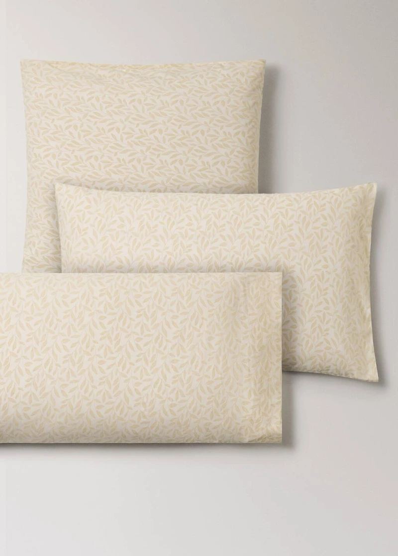 Two percale cotton pillowcases with leaf print 50x75 cm