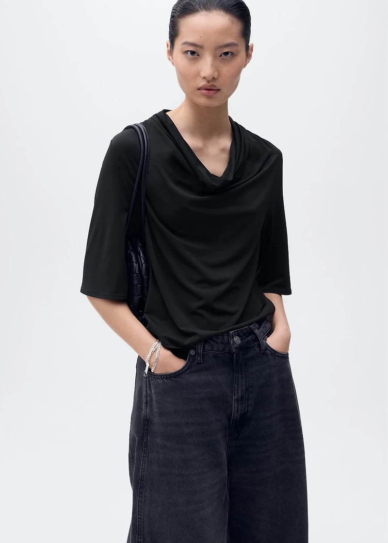 Draped neck top