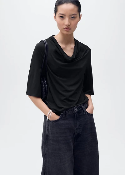 Draped neck top