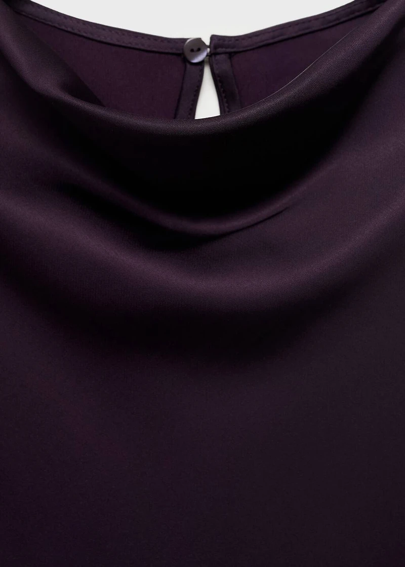 Satin blouse with draped neck