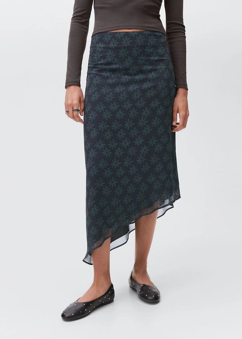 Asymmetrical floral skirt