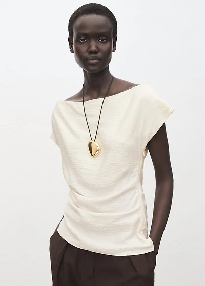Modal blouse with asymmetrical collar