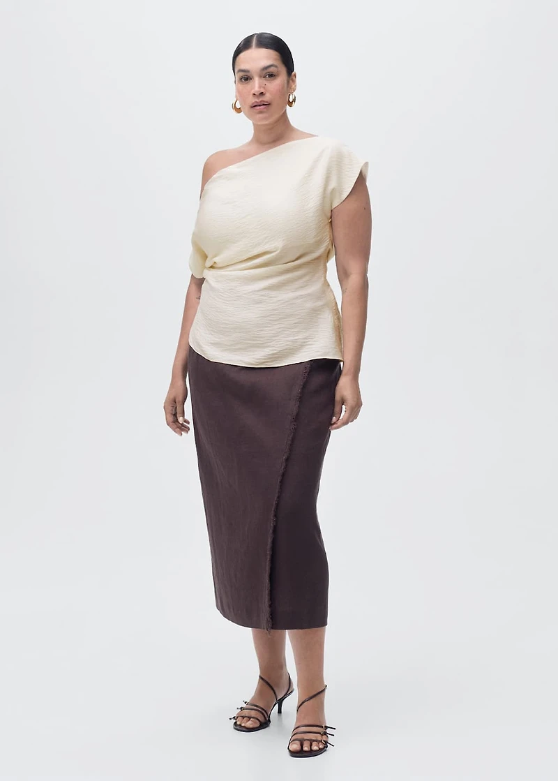 Modal blouse with asymmetrical collar