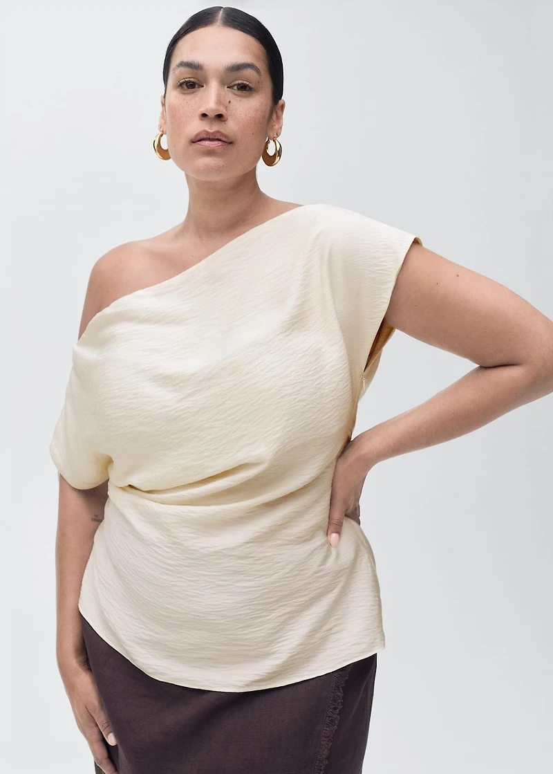 Modal blouse with asymmetrical collar