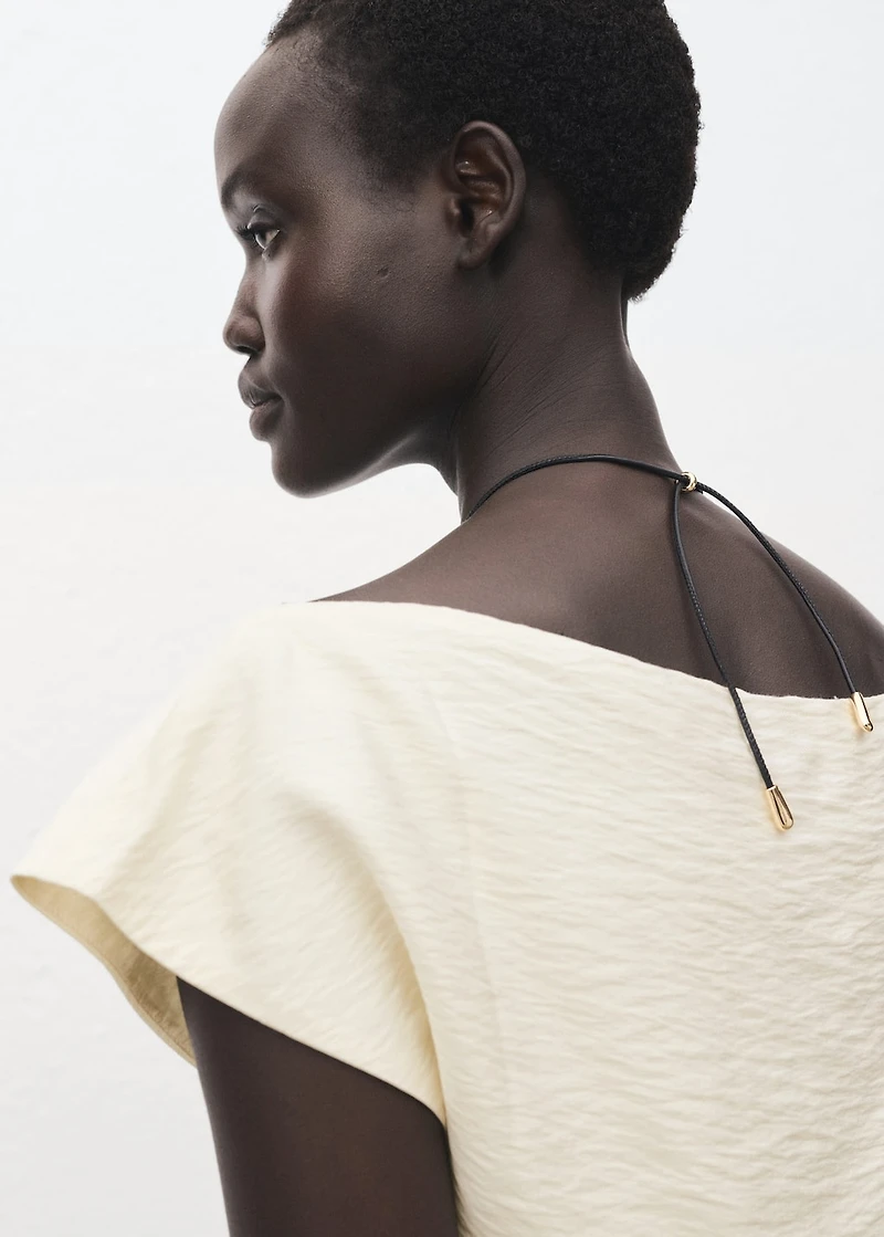 Modal blouse with asymmetrical collar
