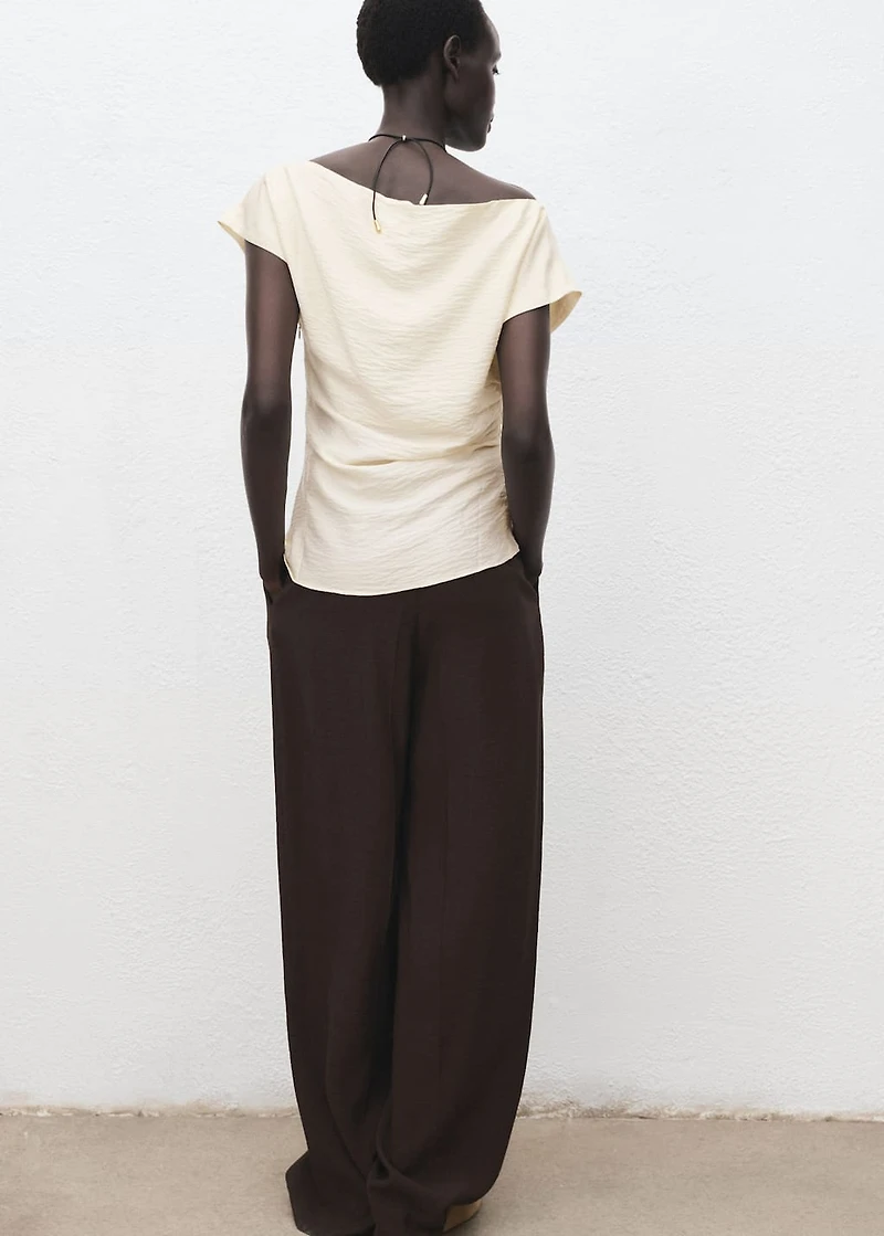 Modal blouse with asymmetrical collar