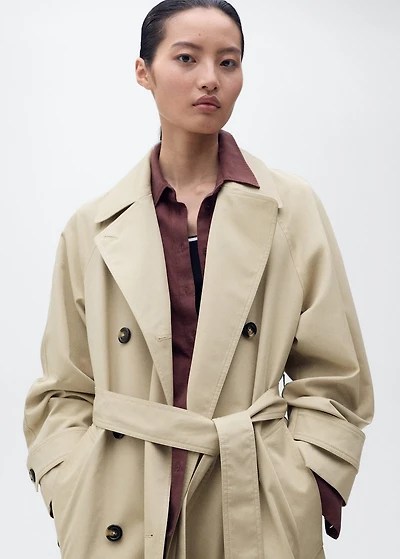 Long double-breasted trench coat