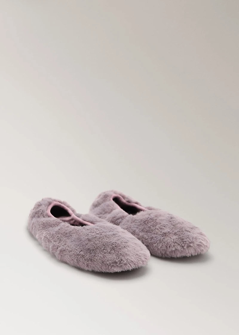 Fur-effect ballerina flats