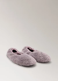 Fur-effect ballerina flats