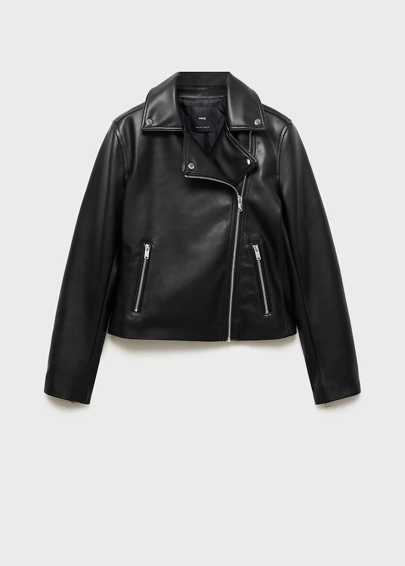 Leather-effect biker jacket