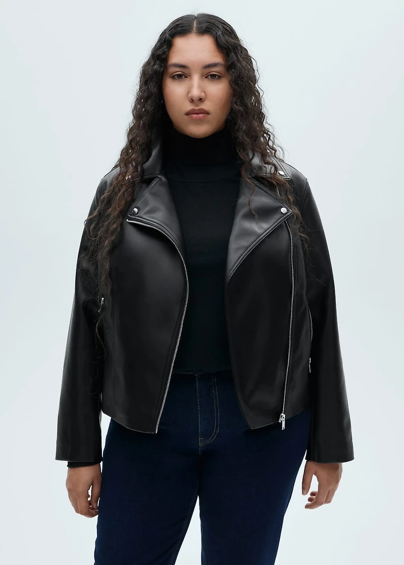 Leather-effect biker jacket