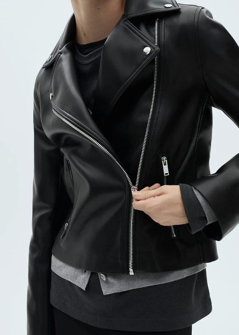 Leather-effect biker jacket