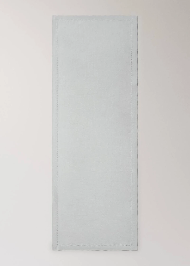 Cotton table runner with hemstitch detail