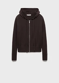 Cotton knit hooded cardigan