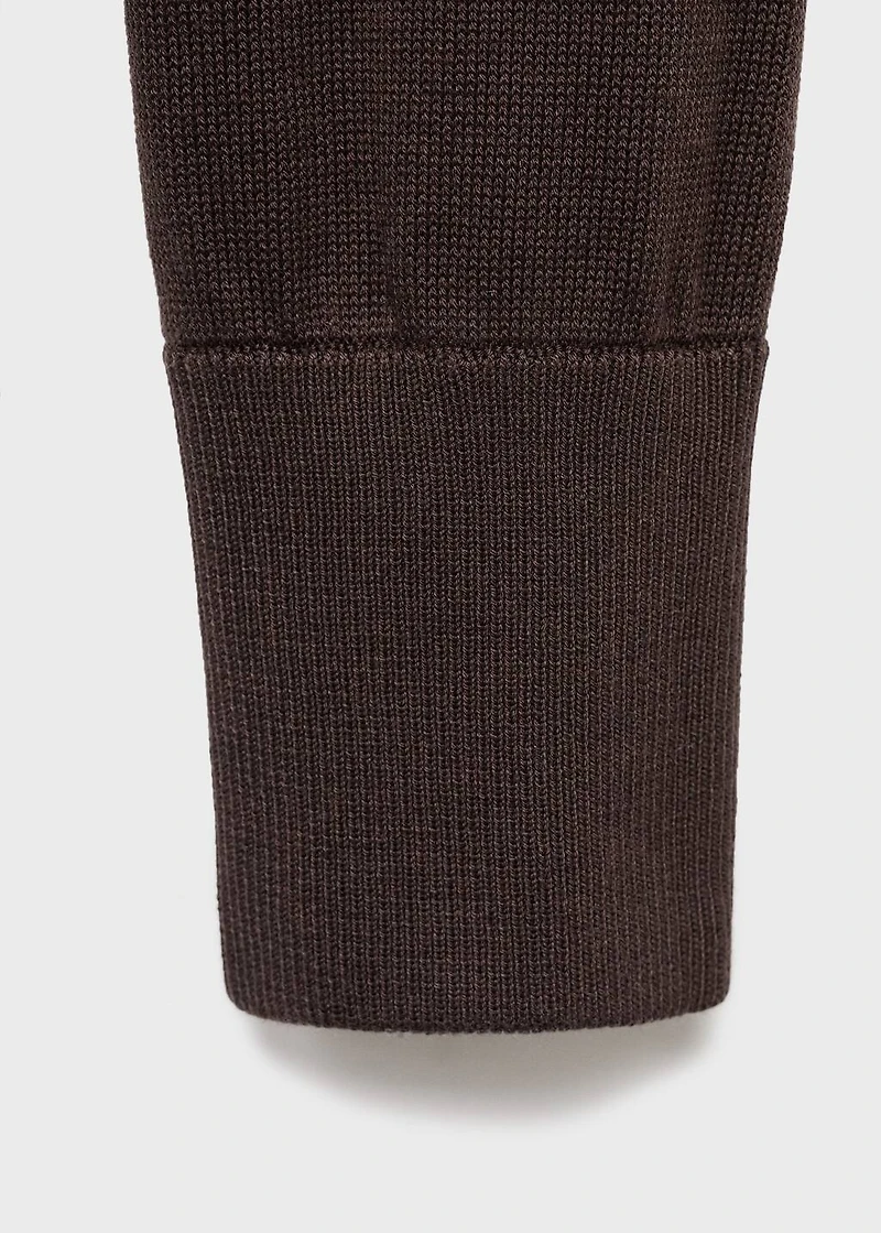 Cotton knit hooded cardigan