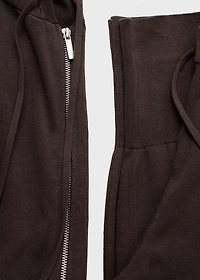 Cotton knit hooded cardigan