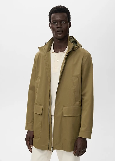 Water-repellent hooded parka