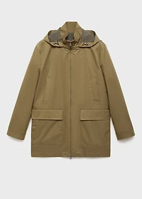 Water-repellent hooded parka