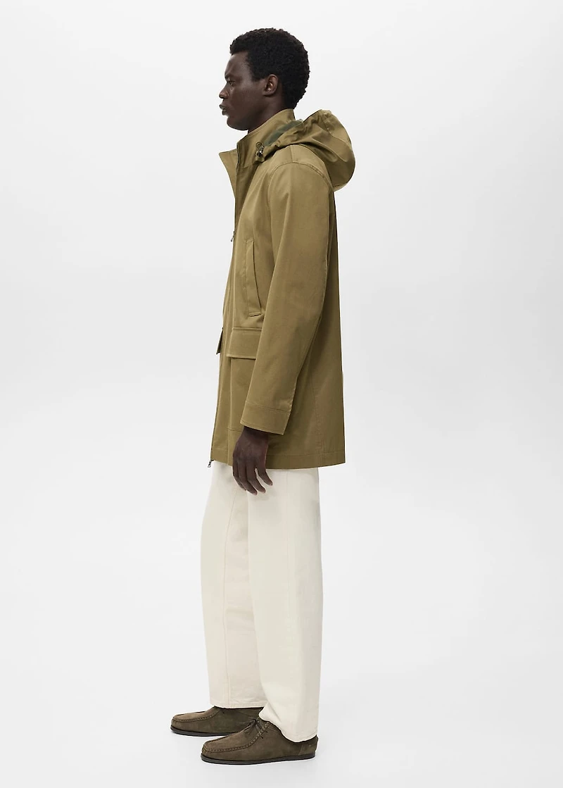 Water-repellent hooded parka