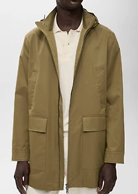 Water-repellent hooded parka