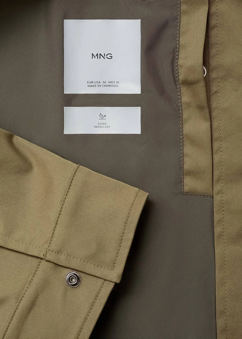 Water-repellent hooded parka