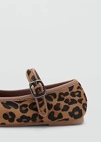 Leopard-print leather ballerinas